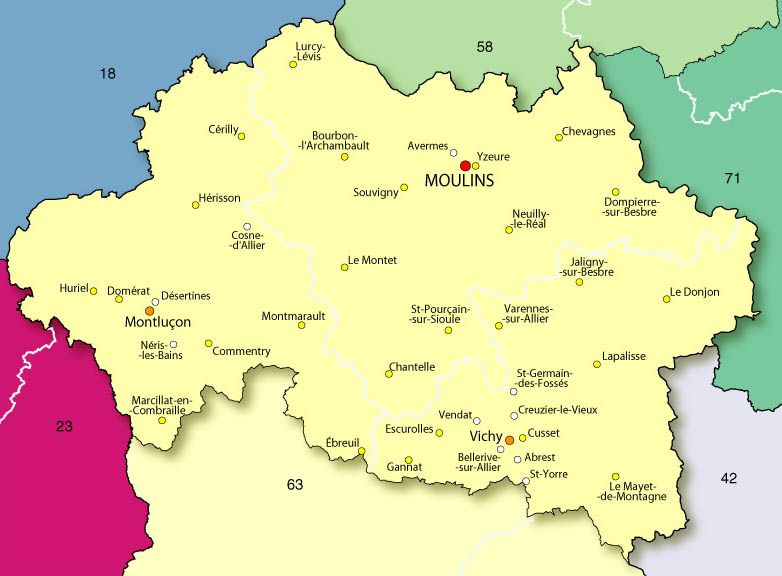 carte du département de l'allier